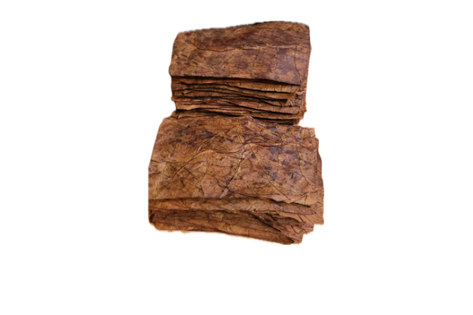 Rectangular cut tobacco wrap stack with no background for private label wraps